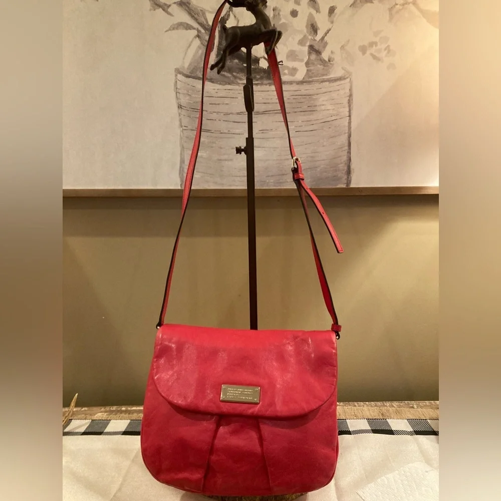 Marc Jacobs Leather MARChive‎ Crossbody Front Flap Bag $398 Shoulder Purse Pink